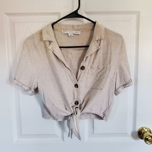 HYFVE button up linen crop top